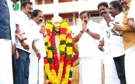 காமராஜர் 122வது பிறந்த நாள் | காமராஜர் திரு உருவச் சிலைக்கு மாலை அணிவித்து மரியாதை செலுத்தினார் அமைச்சர் திரு.கே.என். நேரு