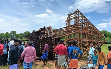தேர் அலங்காரம் செய்த ஒருவர் பலி 5பேர் படுகாயம்!
